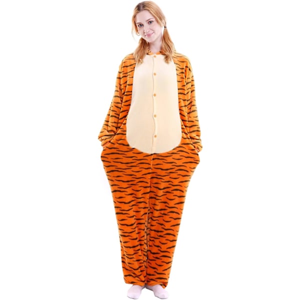 Vuxen Unisex Jumpsuits Kostym Djurkostym Dräkt Kick Suit Nattklänning Pyjamas Huvtröja Nattkläder Cosplay Cartoon Kigurumi Karneval Jul Halloween Tigger S