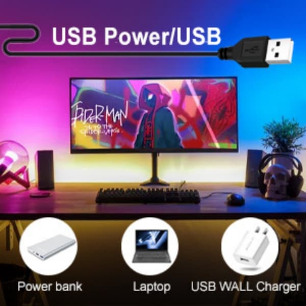 Smarte USB LED-striper Musikksynkronisering APP-kontroll 3 m 3 m