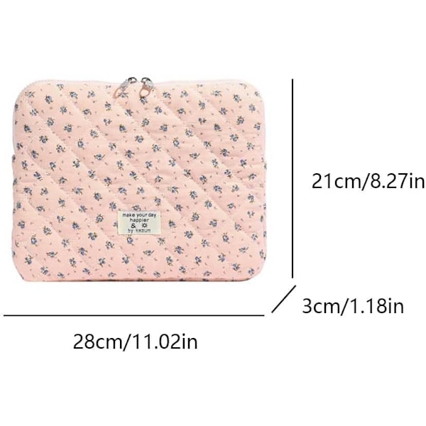 Blommig Laptopväska Quiltat Anteckningsbokfodral Skyddande Söt Datorväska för 11-15 Tums Laptop Tablet Rosa 1 11 Tums Pink 1 11 Inch