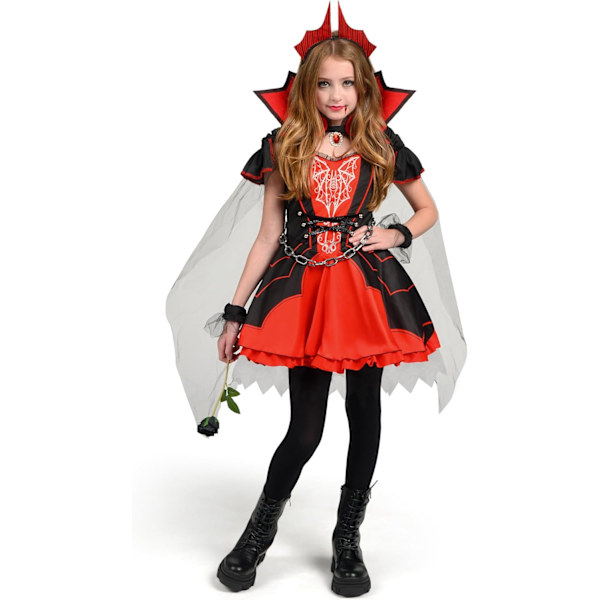 girl vampire costume, red dark vampire dress for girls halloween dress, role play and costume parties X-Large (12 - 14 Jahre)