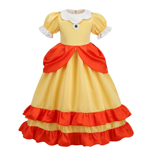Daisy Prinsessa Mekko Tyttö Sarjakuva Elokuva Cosplay Puku Kesä Lasten Oranssi Juhla-asut 2-10 Vuotta Halloween Naamiaisasut Daisy Mekko Daisy Dress 5-6T Tag-130