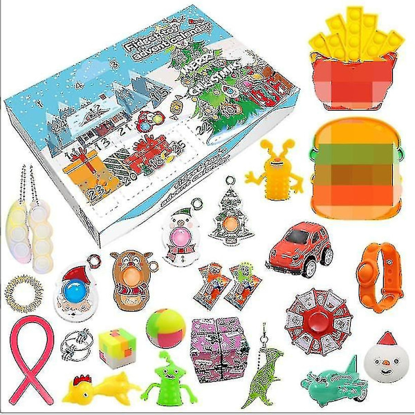 Julegave Adventkalender med Fidget Legetøj Stressaflastende Fidget Legetøj Blind Box Børn 15