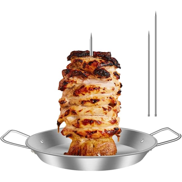 Vertical Skewer Stainless Steel Kebab Stand with 3 Replacement Spikes Doner Kebab Skewer for Turkey Kebab (Large)