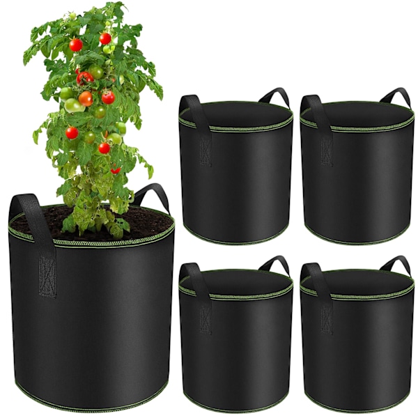 30L Kasvusäkit perunoille, tomaateille ja muille kasveille kahvoilla, kuitukangas kasvusäkit kukille ja mansikoille (5 kpl)