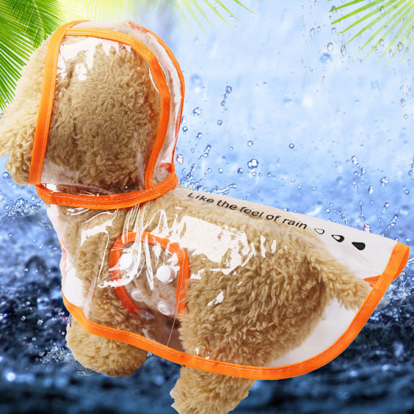 Eläinten vaatteet läpinäkyvät kaksijalkaiset värikkäät vedenpitävät sadeasut ulkokäyttöön oranssilla reunalla Orange edge XS