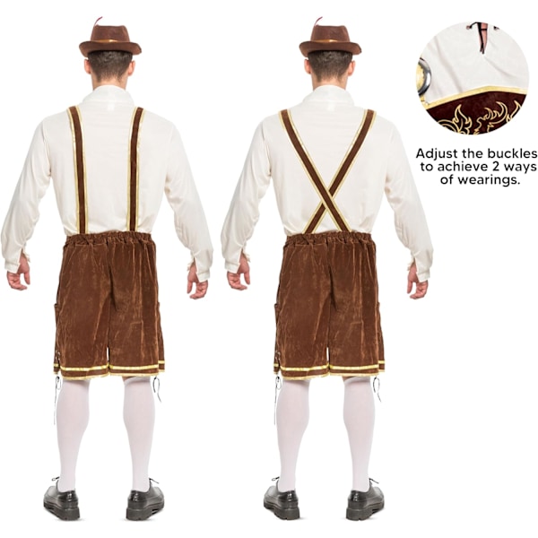 Oktoberfest-dragt til mænd, tysk dragt til bayersk Oktoberfest, kostume til Halloween eller ølfester Parent Brun