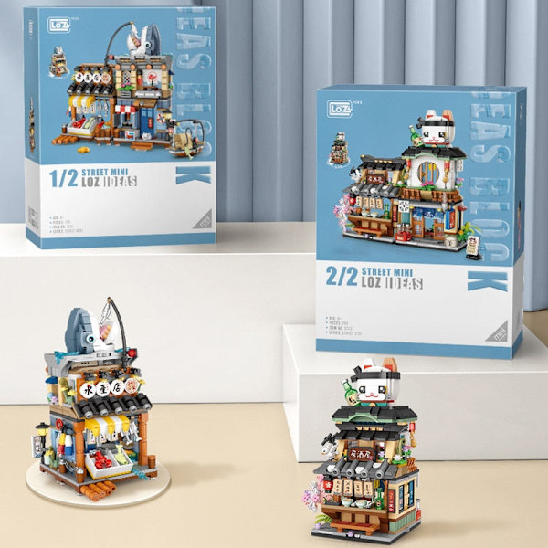 LOZ 1231 1232 Mini Byggklossar Leksaker Japansk Dryckesbar Gatuvy Monteringskloss Pr a set no box