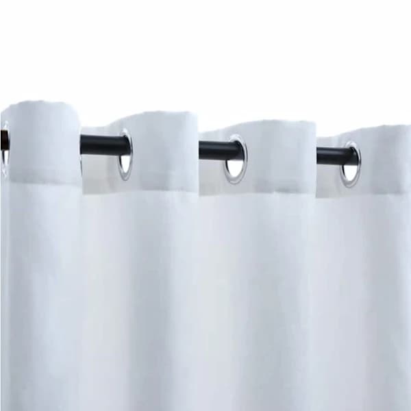 Mörkläggningsgardiner, 2-pack med metallringar, mockakänsla, polyester för vardagsrum sovrum, benvit 140 x 175 cm Vit