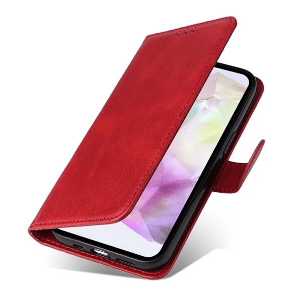 SKALO Samsung A56 5G PU-läder Plånboksfodral - Flera färger Red Röd