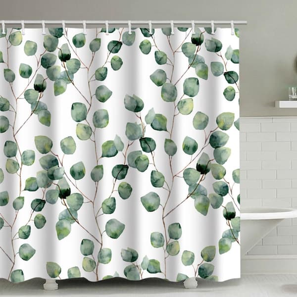Dusjforheng, grønne blader, 180x180 cm, vanntett polyester, baderomsdekorasjon til hjemmet