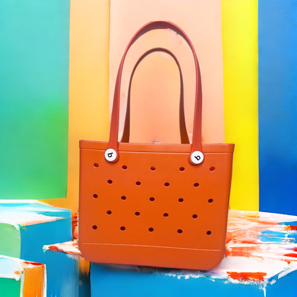 Gummi EVA-taske Bogg-stil Hul Vandtæt Holdbar Overdimensioneret Silikone Strandtaske ny black