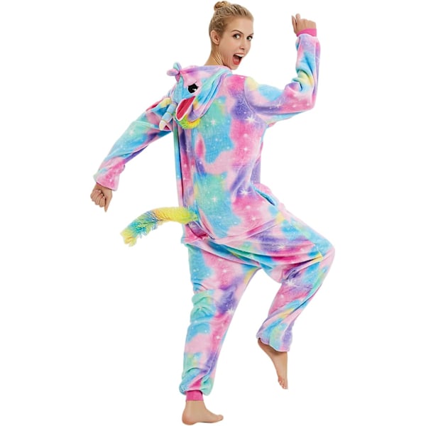 Vuxen Unisex Jumpsuits Kostym Djurkostym Dräkt Kick Suit Nattklänning Pyjamas Huvtröja Nattkläder Cosplay Cartoon Kigurumi Karneval Jul Halloween B-blå enhörning M