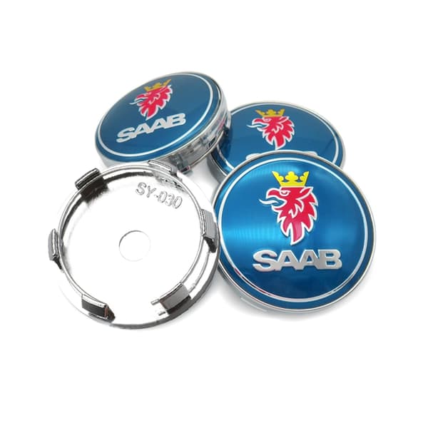4-pakning - SAAB Sentrumskåper / Hjulkapsel Emblem - Bil_MGF 60mm