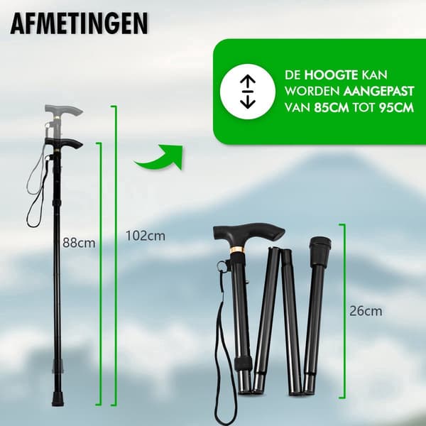 Gåkäpp, självförsvarskäpp, ultragrip-käpp, infällbar käpp, vandringsväggskylt