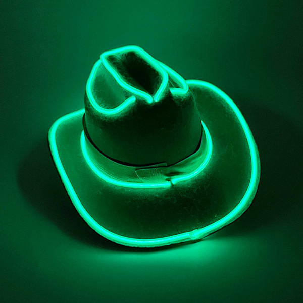 Halloween-hatt med perler, karnevalfest, LED-trådløs fluorescerende fargerik cowboyhatt, lysende hatt, laserfantasi-cowboyhatt-sfssscs Pet hat-green base-green One Size