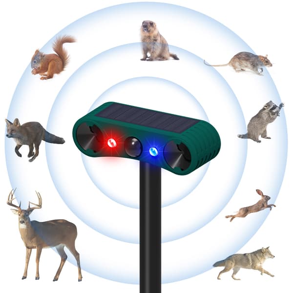 Ultrasonic Rat Repellent with Solar Panel, Compatible with SE Countries, Effective Pest Control for Garden and Home