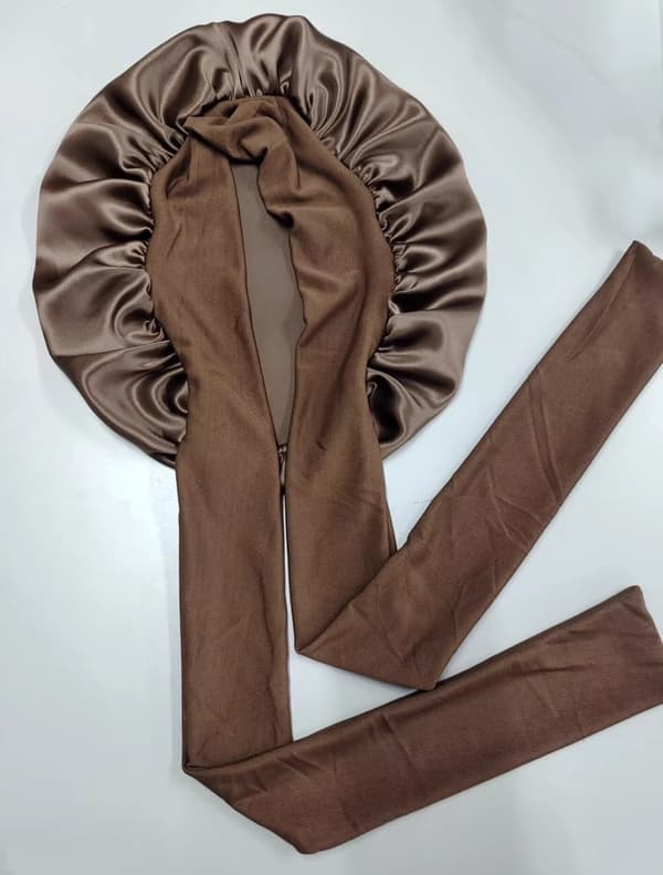 100% Silk Sleep Cap for Women, Coffee coffee