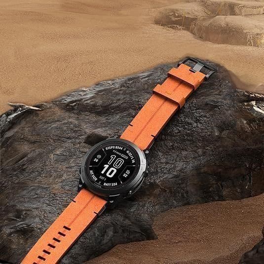 Ægte læderrem med quick release til Garmin Fenix 8 7 6 5 og Epix Pro sort_MGF svart 22mm