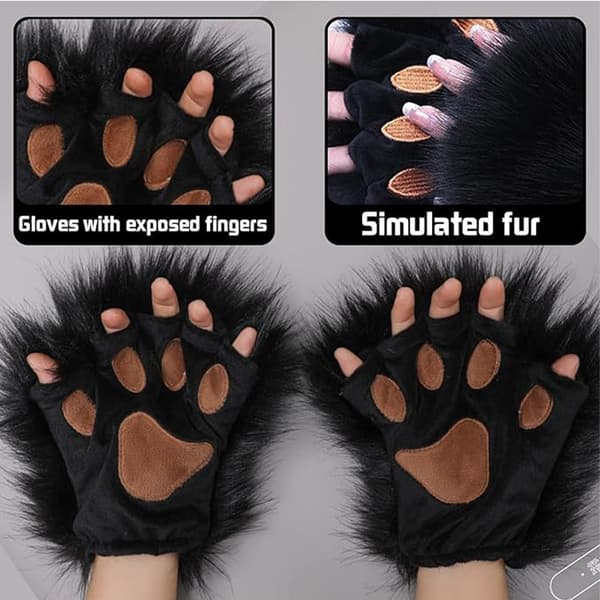 Halloween Plush Fox Costume Set - Includes Mask, Collar, Tail, and Paws