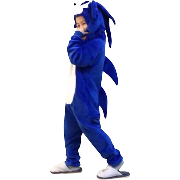 Barn unisex jumpsuit, 2023 kostymdjur onesie nattklänning pyjamas huvtröja cosplay kigurumi nattkläder jul halloween Sonic 140