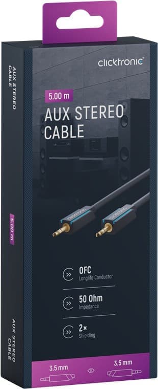3,5 mm AUX-kabel, stereo Blå, Guld
