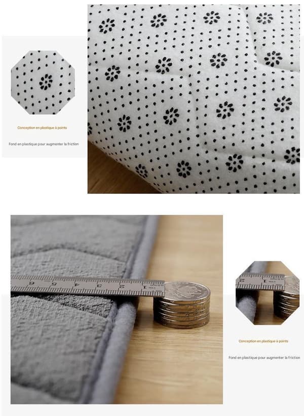 Absorberende brusemåtte 40x60cm, mørkegrå - skridsikker, mikrofiber, til badeværelse og stue