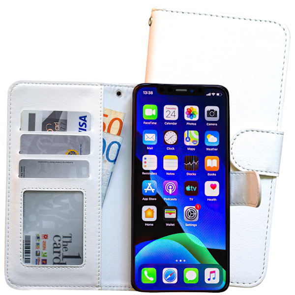 iPhone X/Xs - Plånboksfodral / Magnetiskt Omslag Vit