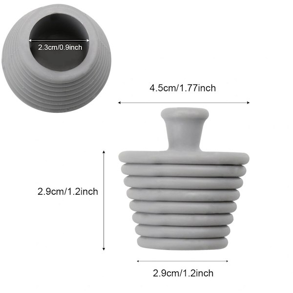 stk - Afløbsprop sæt Vask si Badekar Gummi Universal til 4,5*2,9 cm Sort, Grå_yu