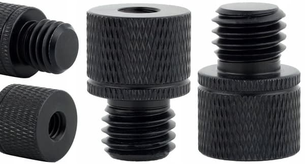 Adapterhylse til reduktion M12 til 1/4\" stativ aluminium sort 23 mm_MGF