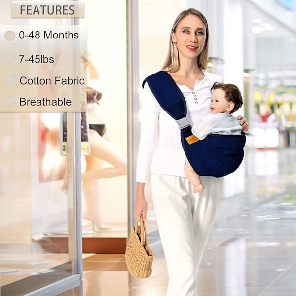 All Blue Bæresjal, Vikle Bæresjal, Justerbar Bæresele, Bæresele, Åndbar Bæresele, Nyfødt Bæresele, Nyfødte og Småbørn op til 18 kg