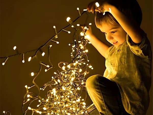 Julebelysning 500 LED - Varmhvit innendørsgran, 7 program_MGF