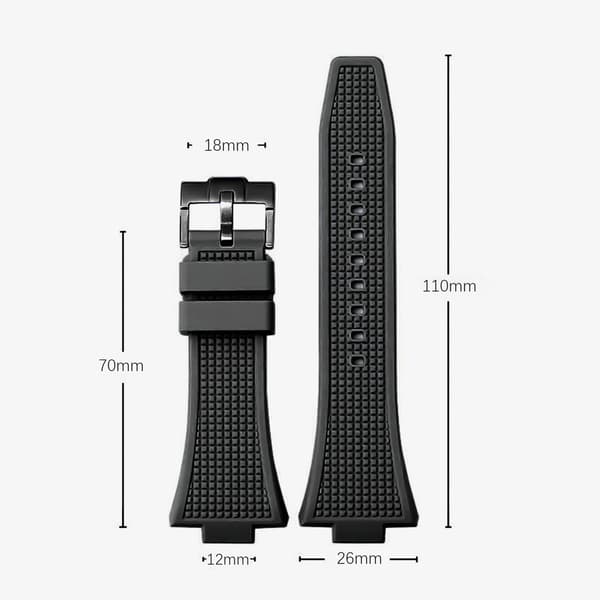 Silikone urrem til Tissot PRX Series Sort Sølvspænde Black