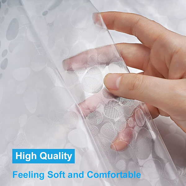 Transparent duschdraperifoder 183 x 183 cm, 3D gatsten viktat plastduschdraperifoder för badrum, 180*180cm