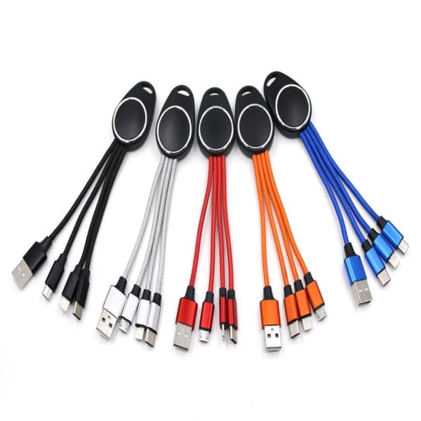 LED 5-i-1 Nøkkelring med Datakabel Sølv Silver