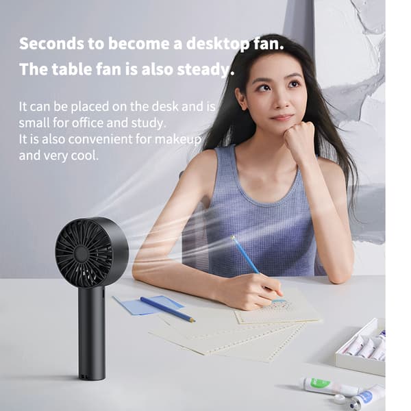 Portable Handheld Fan with 5 Speeds and Digital Display White White