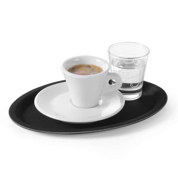Anti-skrid oval serveringsbakke 16x23cm - sort_MGF