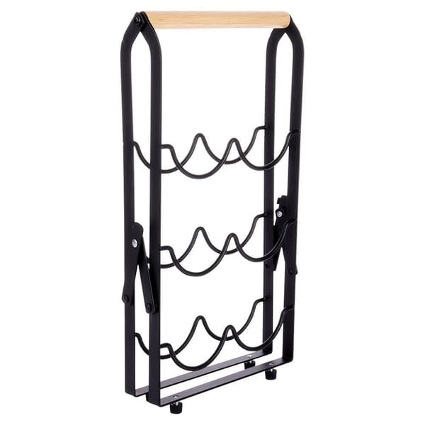 Vinstativ i sort metal til 6 flasker, 21x38 cm_MGF