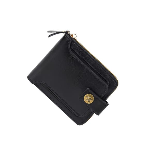 Compact and elegant PU leather wallet Black Black