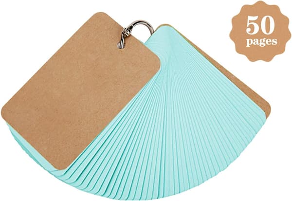 7 farvede ringindekskort - 350 ark 9×5,5 cm - Ordkort og huskekort
