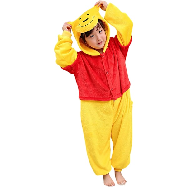 Barn Jumpsuit, Kostym, Djur, Onesie, Nattklänning, Pyjamas, Huvtröja, Nattkläder, Cosplay, Kigurumi, Karnevalskostym, Jul, Halloween Nalle Höjd 100/110 cm