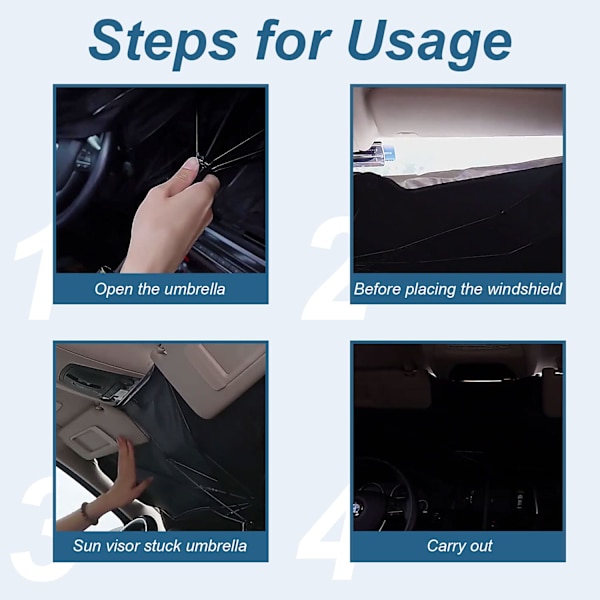 Foldable Sunshade for Car Windshields 145×79 cm 145×79 cm