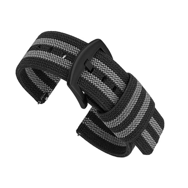 Nylon Watch Strap with Quick Release Spring Bars Black+Grey 24mm Black+Grey 24 mm