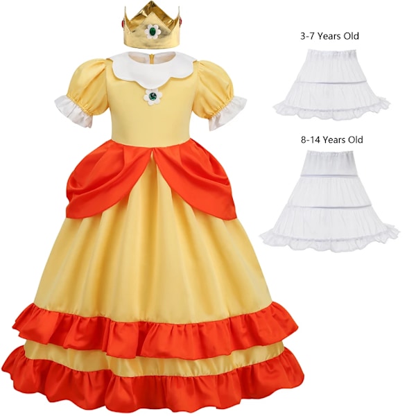 Daisy Prinsessa Mekko Tyttö Sarjakuva Elokuva Cosplay Puku Kesä Lasten Oranssi Juhla-asut 2-10 Vuotta Halloween Naamiaisasut Daisy Setit Daisy Sets 09 9-10T Tag-150