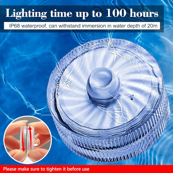 Mini undervanns LED-telys, 100 timers belysning for dam, spa, festdekor Vit