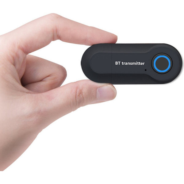 Bluetooth Transmitter - Bluetooth 5.0 Bærbar Trådløs Adapter - 3.5mm Lav Latency Stereo Lydsystem - til Bil/TV/Computer/Laptop - Sort_yu
