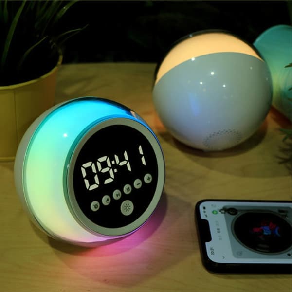 Alarm Clock Bluetooth Speaker Dimmable FM Radio Timer Function Grey_MGF grå