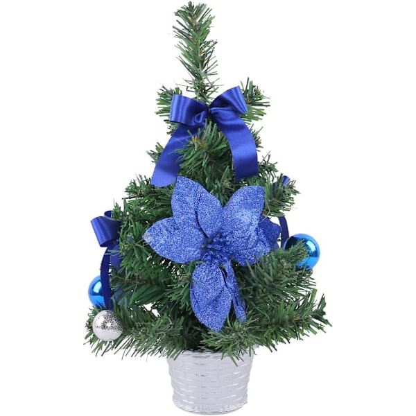 Mini Juletræ Kunstigt Juletræ Julepynt Ornamenter Bordpynt Keramik Ornament Til Køkken Stue Pejs Hylde BLUE