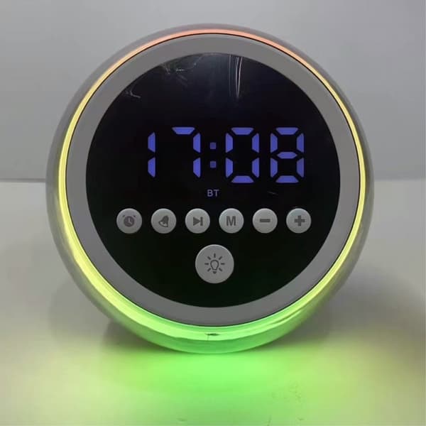 Alarm Clock Bluetooth Speaker Dimmable FM Radio Timer Function Grey_MGF grå
