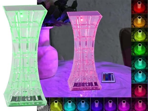 Fjernstyret LED-lampe - Bordlampe Krystal - RGB_MGF