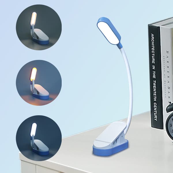 Sort Boglampe - LED Clip-on Læselampe til Studerende Hvid White